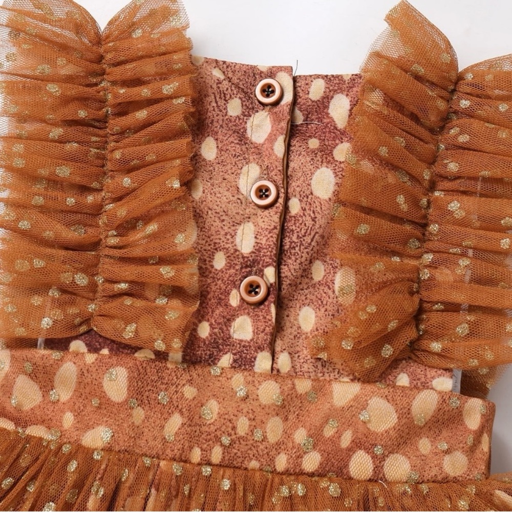 Adorable Brown Ruffled Dress - Picture 4 of 8